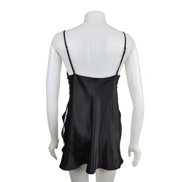 La Senza Slip Dress Nightgown Side Slits Lingerie Black Teddy Size Large - Picture 8 of 12